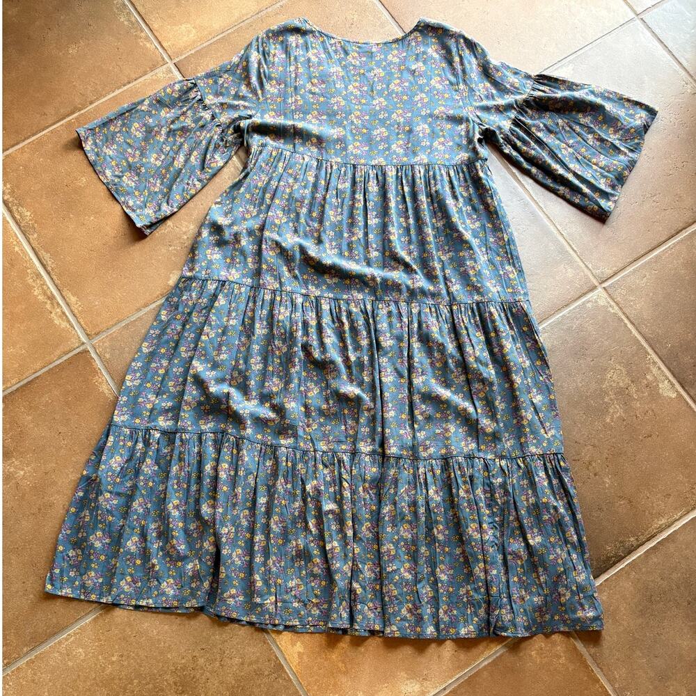 Natural Life Charlotte Long Cottage Boho Midi Dress Tiered - Embroidered size  L - Picture 11 of 12